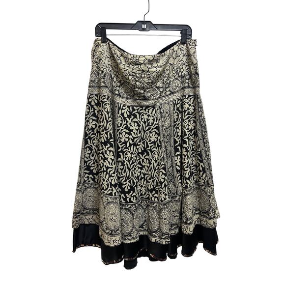 Soft Surroundings Dresses & Skirts - Soft Surroundings Maxi Skirt PL Metallic Gold Floral Bird Sequin Trim Lined Boho